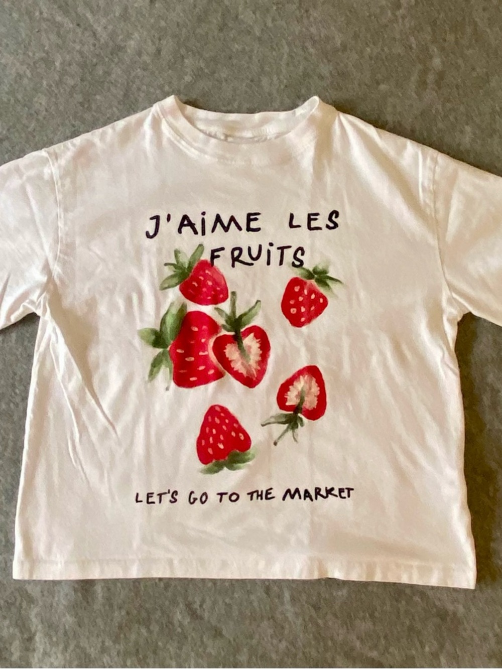 Zara “J’aime Fruit” Tee w/ Strawberry Graphics (XS)